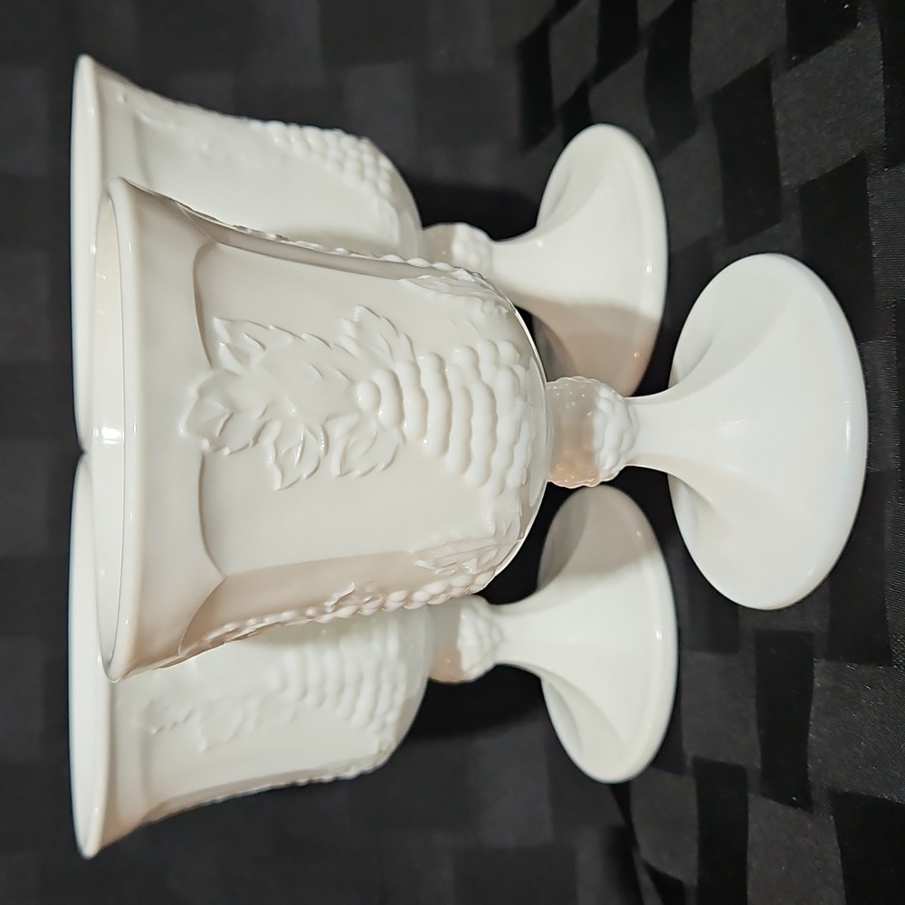 Vintage Indiana Glass Colony Harvest Milk Glass Goblets - Set of 3